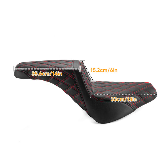 One Piece Driver & Passenger Two Up Seat Red Double Stitching for 2018 - 2024 Harley Softail Street Bob/Heritage Classic - Mofun - 90304007