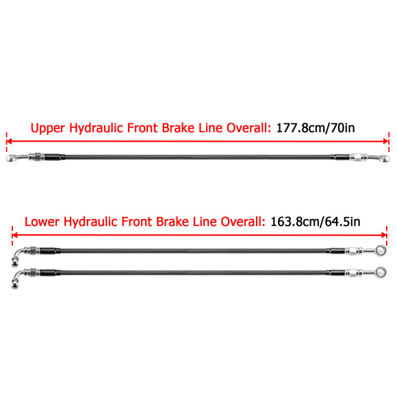 Black Hydraulic ABS Front Brake Line Kit for 2014 - 2024 Harley Touring (for 16" - 18" Handlebar ABS) - Mofun - 90109016