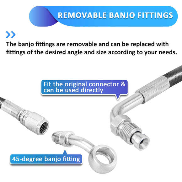 Harley Softail Fat Bob FXFB/FXFBS Low Rider FXLRS/FXLRST 34" Extended Length ABS Upper Hydraulic Front Brake Line Kit - Mofun - 90110403