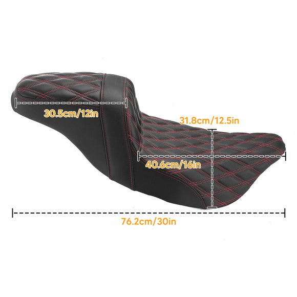 Two Up Driver&Passenger Seat 2 - Up Seat for 2008 - 2023 Harley Touring Models | Red Double Stitching - Mofun - 90304009