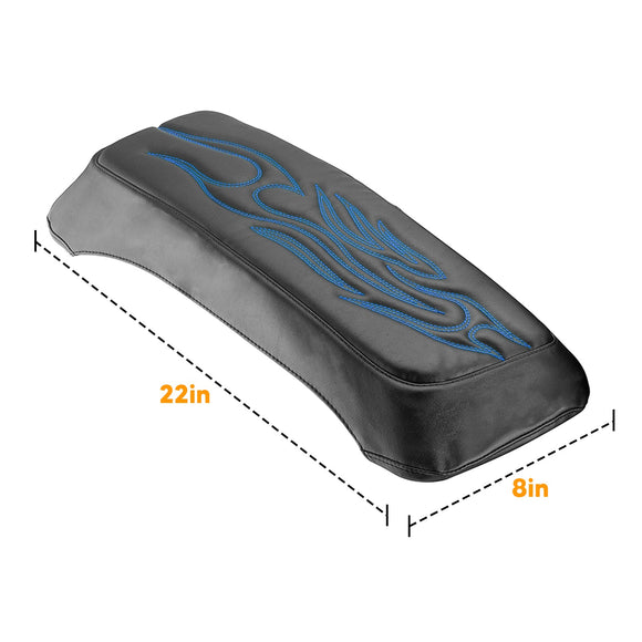 1993 - 2013 Harley Touring Blue Flame Microfiber Leather Saddlebag Lid Covers - Mofun - 90209010
