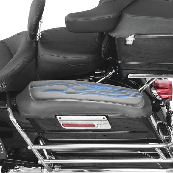 1993 - 2013 Harley Touring Blue Flame Microfiber Leather Saddlebag Lid Covers - Mofun - 90209010