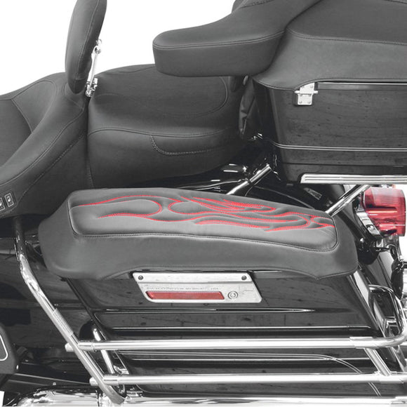 1993 - 2013 Harley Touring Microfiber Leather Red Flame Saddlebag Lid Covers - Mofun - 90209008