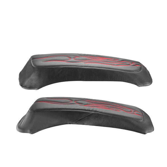 1993 - 2013 Harley Touring Microfiber Leather Red Flame Saddlebag Lid Covers - Mofun - 90209008