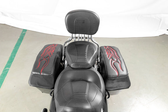 1993 - 2013 Harley Touring Microfiber Leather Red Flame Saddlebag Lid Covers - Mofun - 90209008
