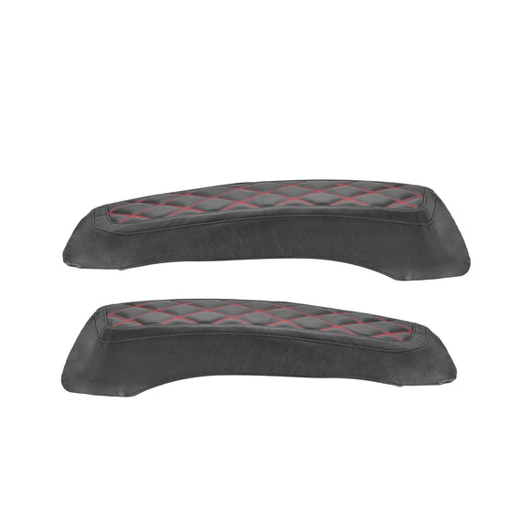 1993 - 2013 Harley Touring Red Square Microfiber Leather Saddlebag Lid Covers - Mofun - 90209012