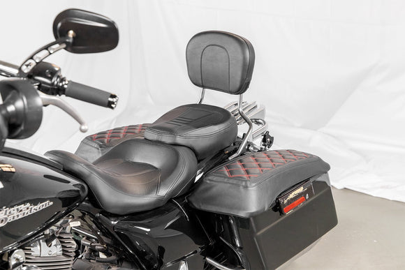 1993 - 2013 Harley Touring Red Square Microfiber Leather Saddlebag Lid Covers - Mofun - 90209012