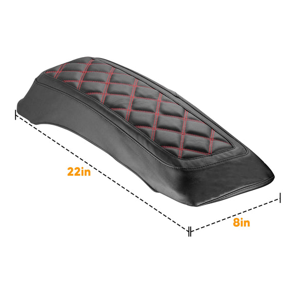 1993 - 2013 Harley Touring Red Square Microfiber Leather Saddlebag Lid Covers - Mofun - 90209012