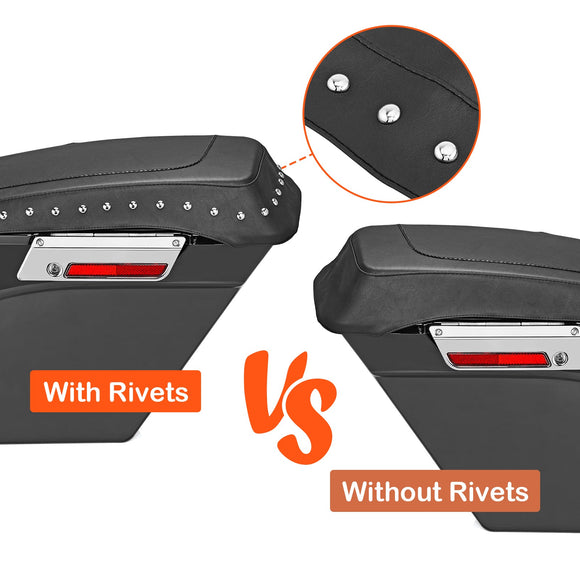 1993 - 2023 Harley Touring FLHT FLHR FLTR FLHX Black Studding Saddlebag Lid Covers - Mofun - 90209006