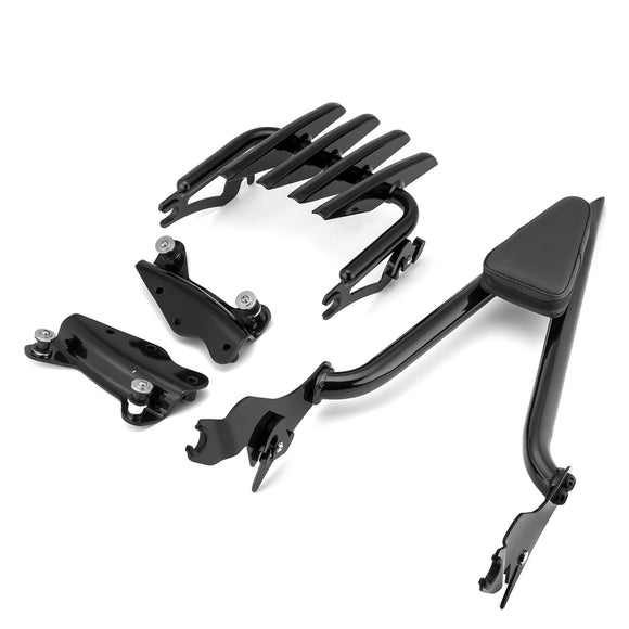 2009 - 2024 Harley Touring Road Glide Street Glide Backrest Sissy Bar&Luggage Rack&Docking Hardware Kit - Mofun - 90302098+HD018 - B+HD022 - B