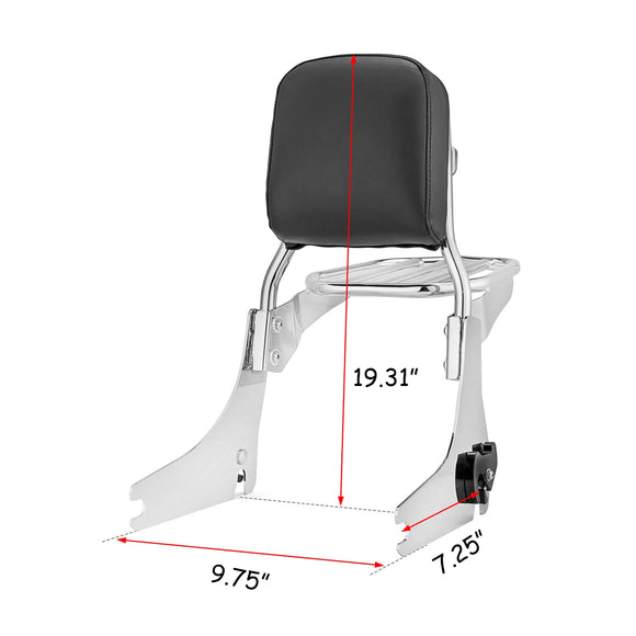 2012 - 2016 Harley Dyna Switchback FLD Black Chrome Passenger Backrests Sissy Bar W/Rack - Mofun - 90302083