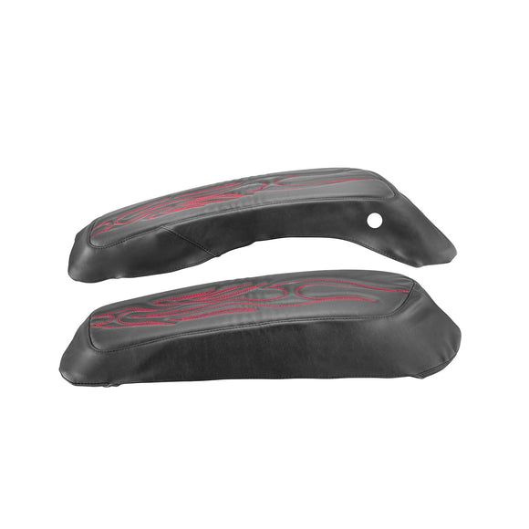 2014 - 2024 harley Touring Red Flame Microfiber Leather Saddlebag Lid Covers - Mofun - 90209009