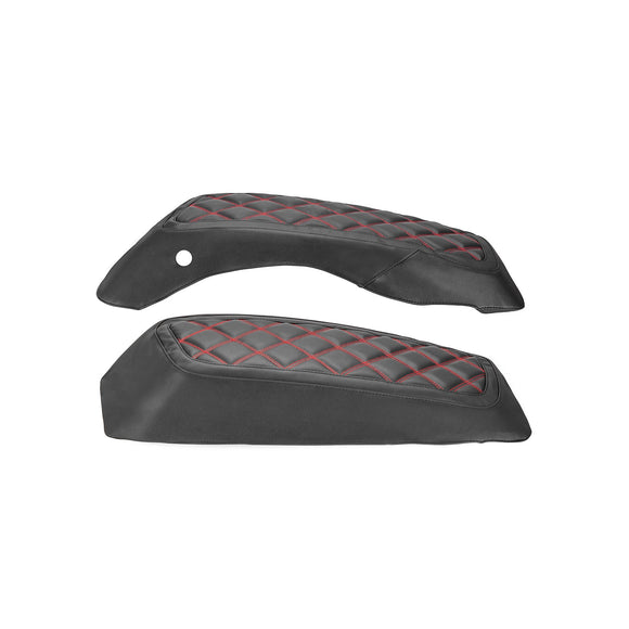 2014 - 2024 Harley Touring Road King Road Glide Red Square Microfiber Leather Saddlebag Lid Covers - Mofun - 90209013