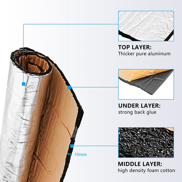 24"x40" (394mil) Sound Deadener Motorcycle Engine Insulation Heat Shield Self - adhesive Mat - Mofun - 90820002
