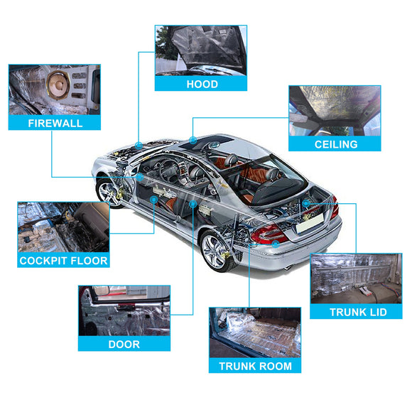 47"x39" Professional Grade Engine Heat Shield Insulation Waterproof Heat Sound Deadener Sticker - Mofun - 9082000201