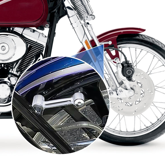 93 - 06 Harley Softail Springer Fork Chrome Steel Front Fender Mount Link Kit - Mofun - HD129 - E