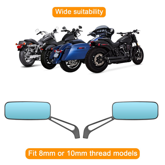 Harley Dyna Street Bob Sportster 1000 Black Rectangle Motorcycle Rear view Side Mirrors - Mofun - 90106014