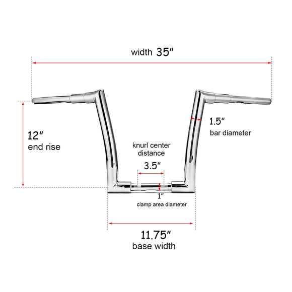 Harley Road Glide Road King Monster Rise 1" Clamp Ape Hanger Bar 1 - 1/2" Fat Handlebar - Mofun - 90101261