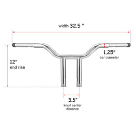 Harley SOFTAIL SLIM FLSL FXDR 114 FXDRS 1 - 1/4" Bar Handlebar - Mofun - HD169 - A - 12 - E