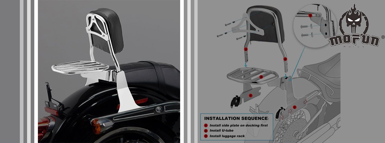 Correct Installation Steps of Detachable Sissy Bar Backrest, Applied to Models in Harley-Davidson - Mofunparts