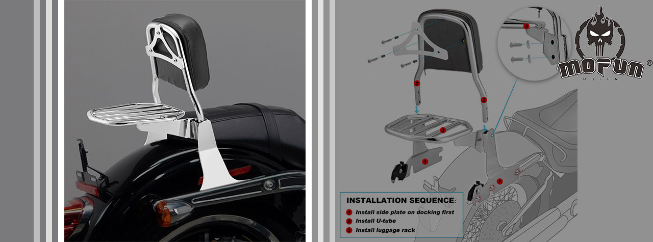 Correct Installation Steps of Detachable Sissy Bar Backrest, Applied to Models in Harley-Davidson