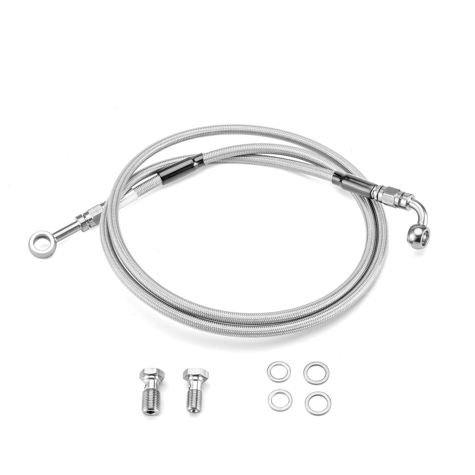 Buy chrome Harley Dyna Low Rider Street Bob &amp; Softail Night Train 53.5&quot; Extended Length Non-ABS Hydraulic Front Brake Line Kit for 16&quot;-18&quot; Handlebar