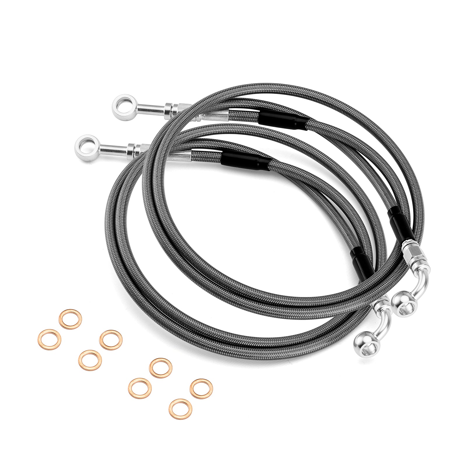 Buy black 2014-2024 Harley Touring w/ ABS 64.5&quot; Stock Length Stainless Steel Hydraulic Front ABS Lower Brake Line Kit