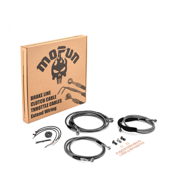 For 2014-2016 Harley Touring w/ABS Models Handlebar Extension Wire, Extended Length ABS Hydraulic Front Brake Line and Hydraulic Clutch Line Kit (for 16"-18" Handlebar (ABS))