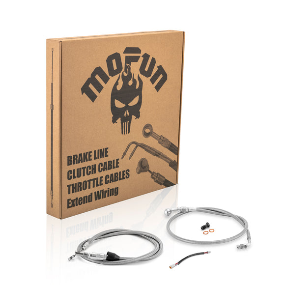 Throttle by Wire Extensions, Extended Length ABS Upper Hydraulic Front Brake Line, Clutch Cable Kit for 2018 - 2024 Softail Fat Boy 114 (for 16" - 18" Handlebar ABS) - Mofun - 90109043