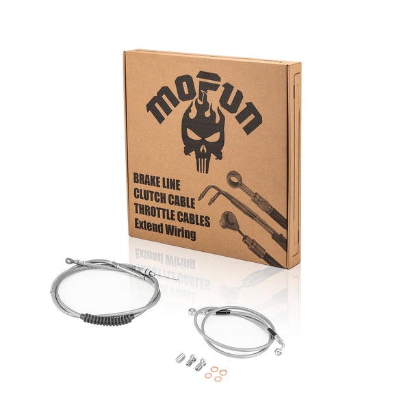 Extended Length Non - ABS Hydraulic Front Brake Line, Clutch Cable Kit for 1995 - 2003 Harley Sportster w/Non - ABS (for 12" - 14" Handlebar) - Mofun - 90109237