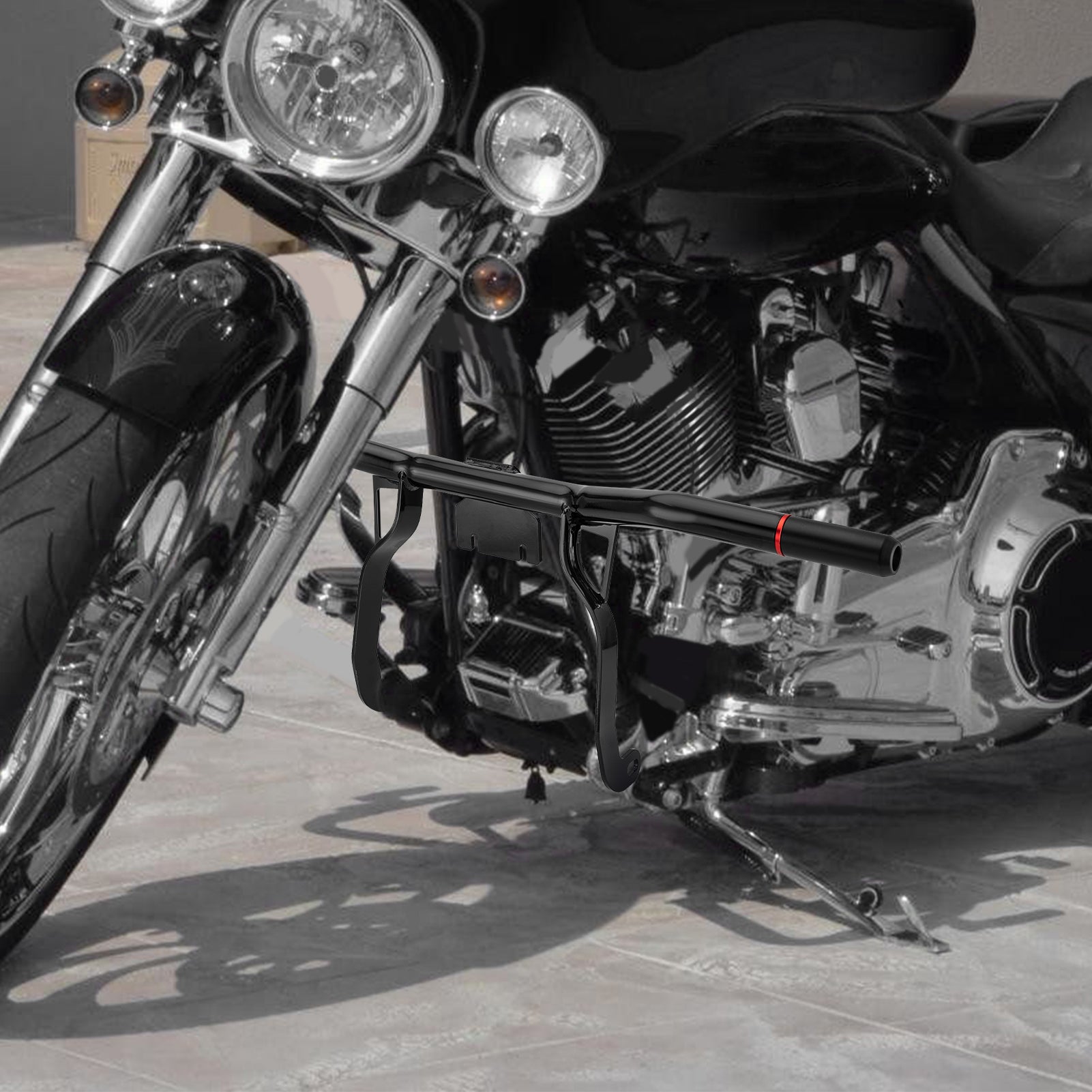 Gloss Black Front Highway Engine Guard Crash Bar for 2009 - 2013 Harley Davidson Road King/Street Glide/Road Glide - Mofun - 90201120