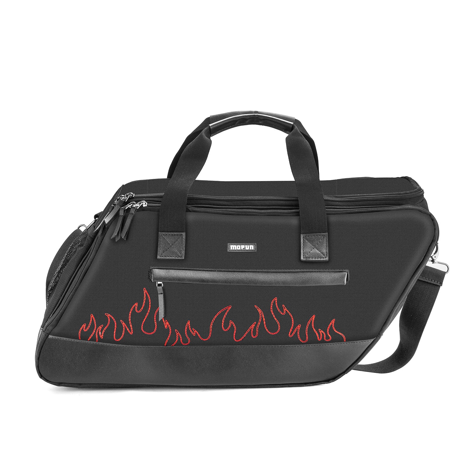 Black Oxford&Leather Red Flame Saddlebag Organizer Liners Bag for 1993-2024 Harley Touring Hard Saddlebag