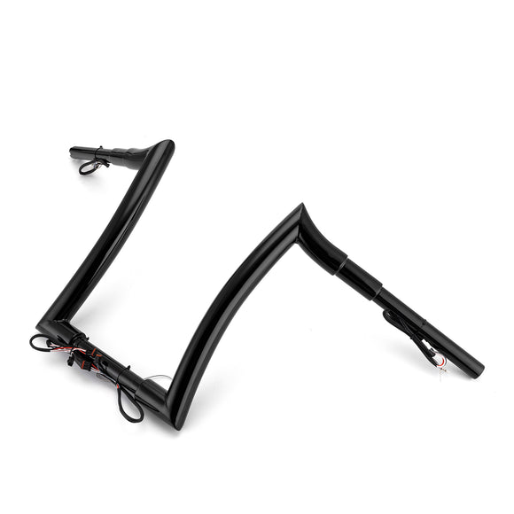 Gloss Black 12" Rise Pre - Wired Plug & Play Horn Style Ape Bar Handlebar for 2011 - 2024 Harley Softails & 2015 - Later Harley Touring Road King - Mofun - 90101652