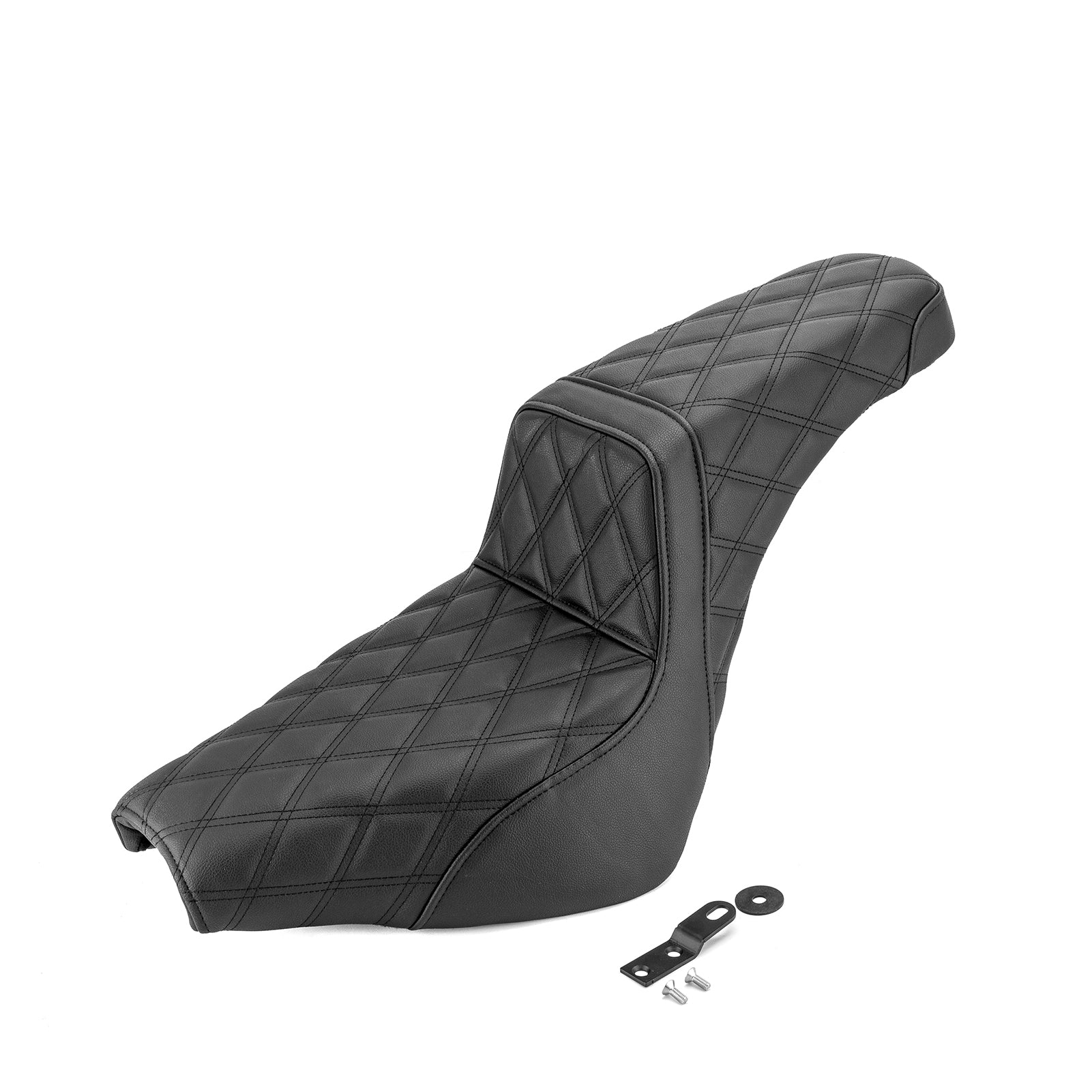 One Piece Driver & Passenger Two Up Seat Black Double Stitching for 2018-2024 Harley Softail Street Bob/Heritage Classic