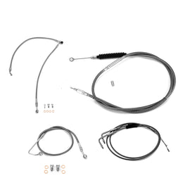 Extended Length Throttle and Idle Cable Kit, Extended Length ABS Upper and Lower Hydraulic Front Brake Line, Clutch Cable Kit for 2011 - 2014 Haley Softail w/ABS (for 12" - 14" Handlebar) - Mofun - 90109030