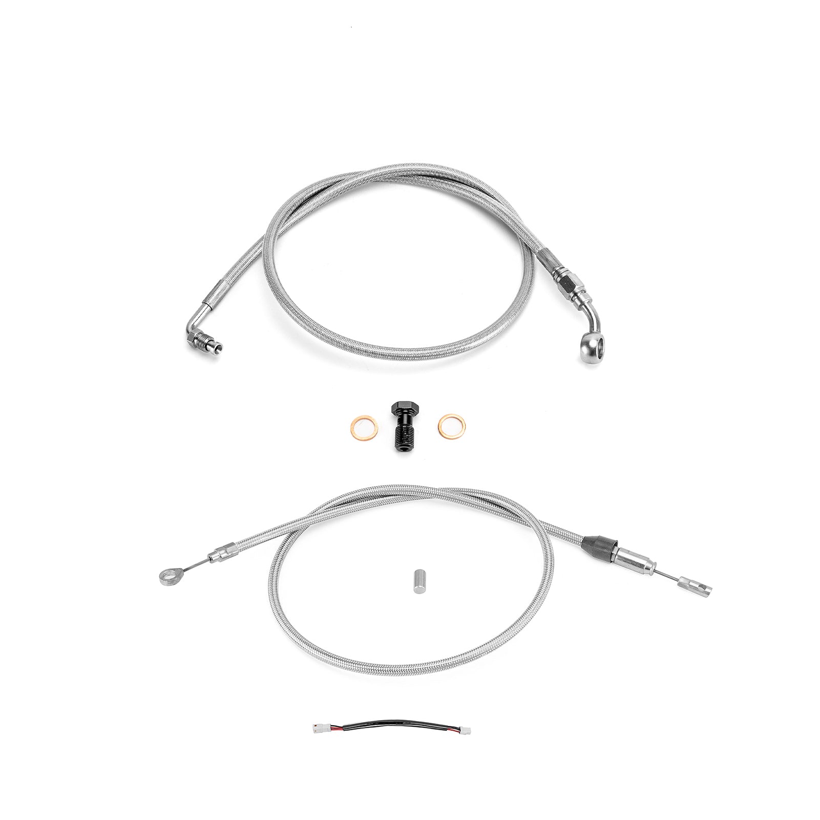 Throttle by Wire Extensions, Extended Length ABS Upper Hydraulic Front Brake Line, Clutch Cable Kit for 2018-2024 Harley Softail Street Bob/Heritage Classic (for 16"-18" Handlebar ABS)