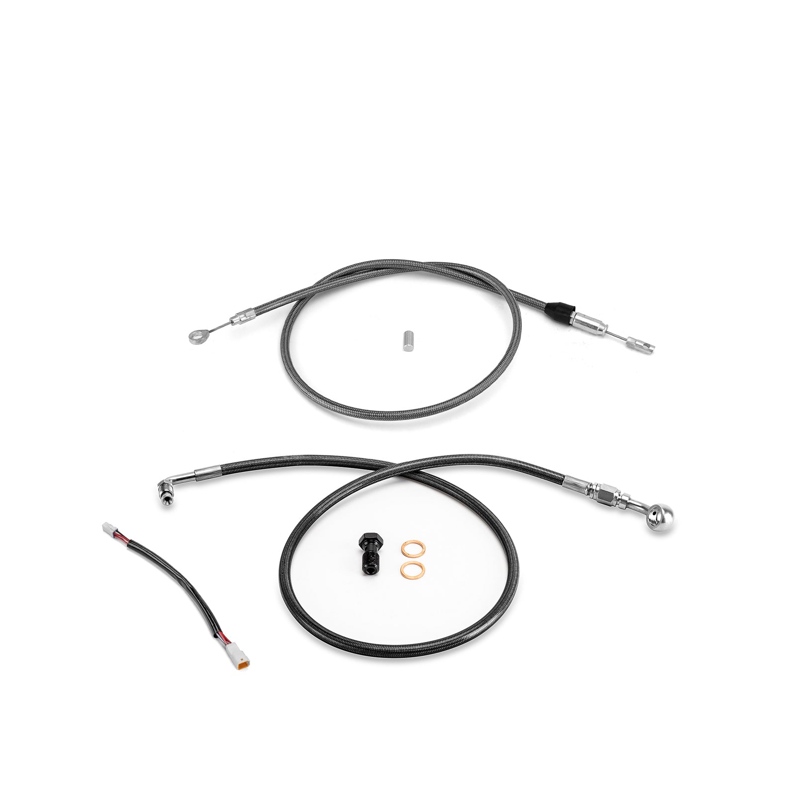 Throttle by Wire Extensions, ABS Upper Hydraulic Front Brake Line, Clutch Line Kit for 2020 - 2024 Harley Softail Fat Bob/Low Rider (for 12