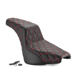 One Piece Driver & Passenger Two Up Seat Red Double Stitching for 2018 - 2024 Harley Softail Street Bob/Heritage Classic - Mofun - 90304007