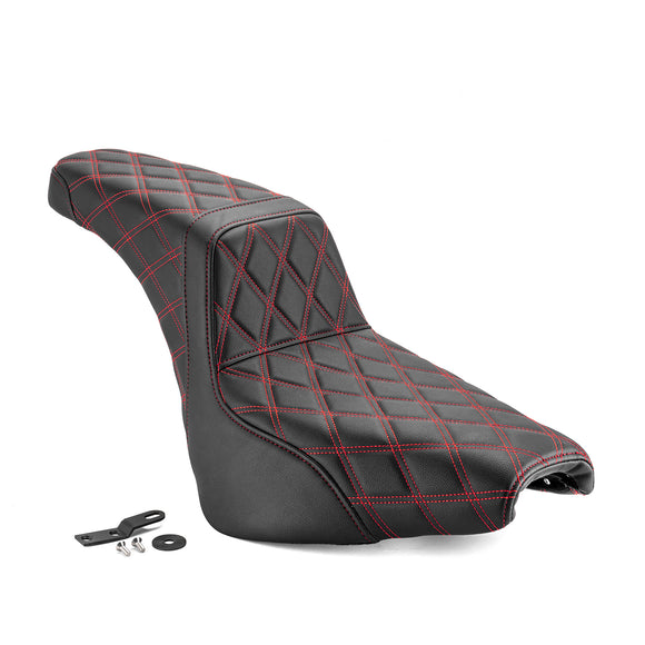 One Piece Driver & Passenger Two Up Seat Red Double Stitching for 2018 - 2024 Harley Softail Street Bob/Heritage Classic - Mofun - 90304007