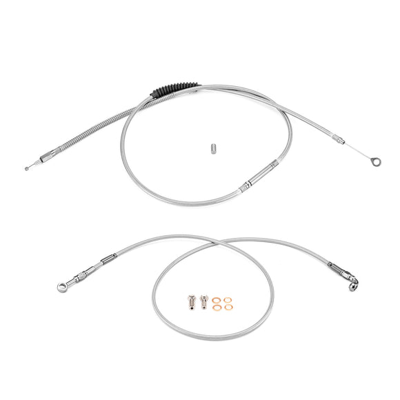 Extended Length Non - ABS Hydraulic Front Brake Line, Clutch Cable Kit for 1995 - 2003 Harley Sportster w/Non - ABS (for 12" - 14" Handlebar) - Mofun - 90109238