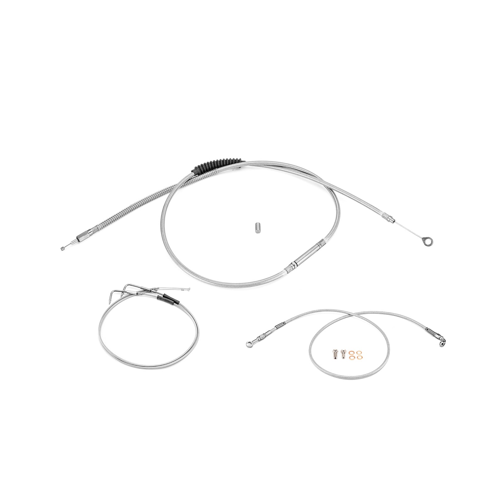 Non-ABS Hydraulic Front Brake Line, Throttle Cable, Clutch Cable Kit for 1995-2003 Harley Sportster w/Non-ABS (for 16"-18" Handlebar)