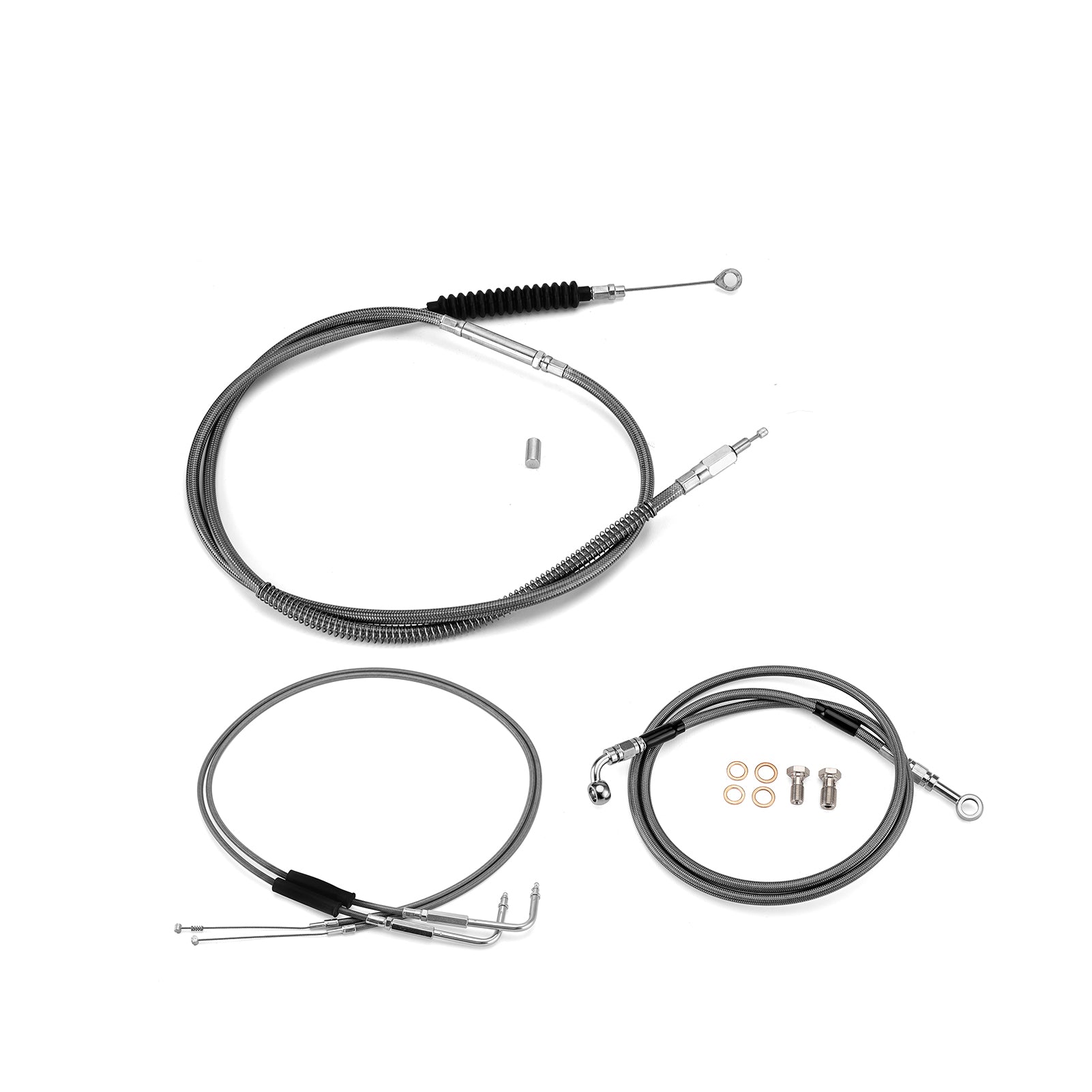 Black Non-ABS Hydraulic Front Brake Line, Clutch Cable, Throttle and Idle Cable Kit for 2001-2006 Harley Softail Classic/Night Train on 16"-18" Handlebar