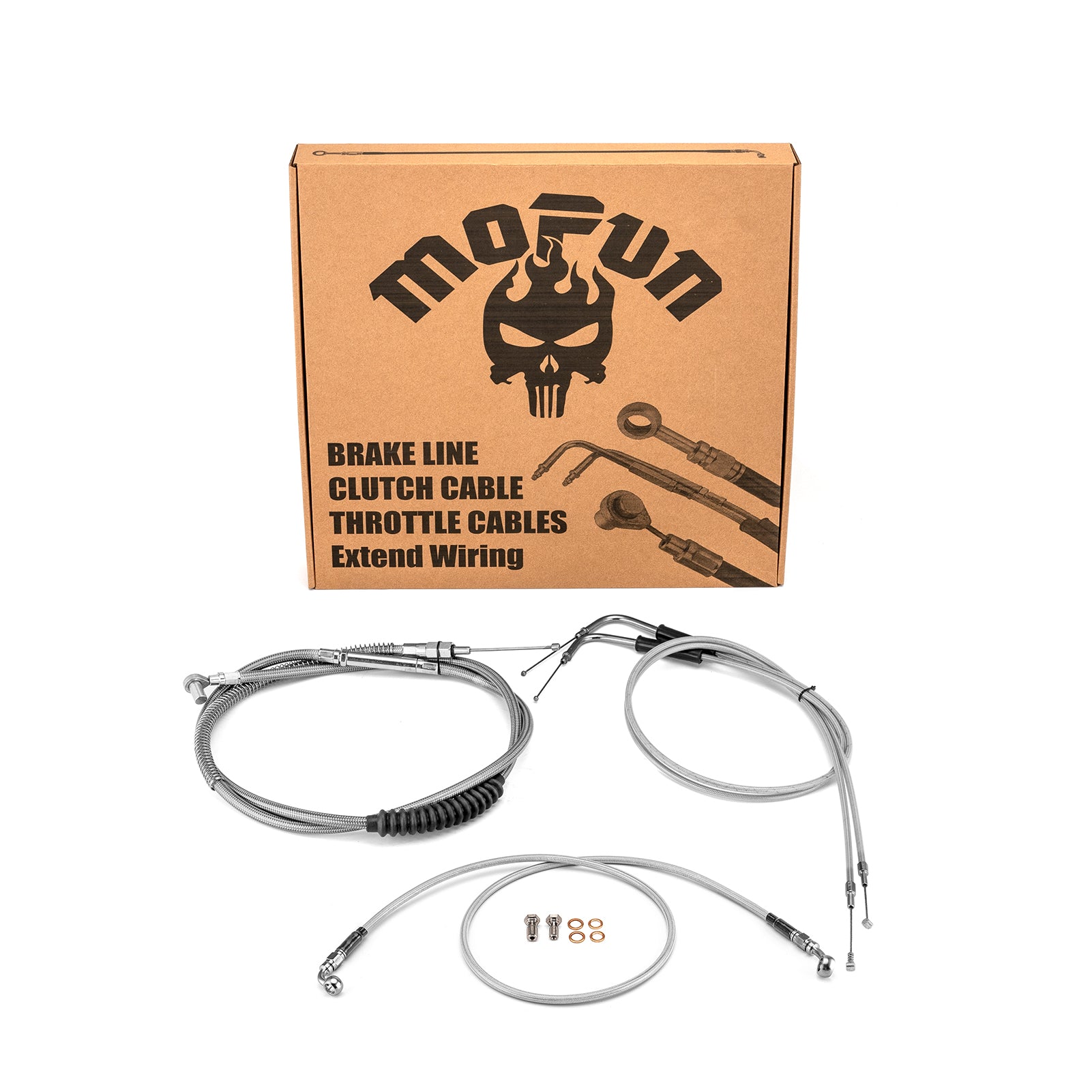 Extended Length Non - ABS Hydraulic Front Brake Line, Clutch Cable, Throttle and Idle Cable Kit for Harley Softail Fat Boy/Deluxe/Rocker On 12