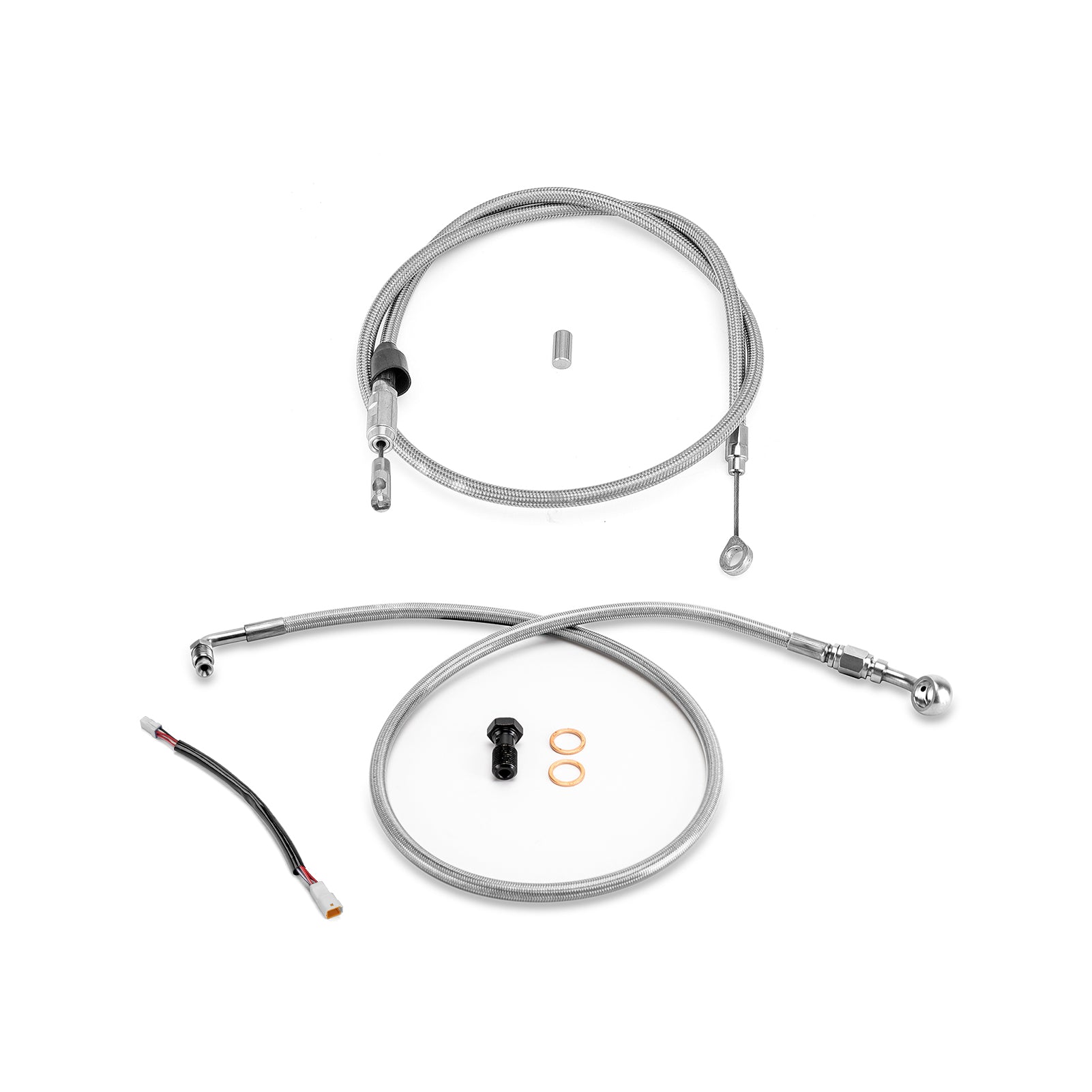 Throttle by Wire Extensions, Extended Length ABS Upper Hydraulic Front Brake Line, Clutch Cable Kit for 2018-2024 Harley Softail Fat Bob/Low Rider