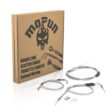 Extended Length Non - ABS Hydraulic Front Brake Line, Clutch Cable, Throttle and Idle Cable Kit for 2000 - 2006 Harley Softail Night Train/Softail Classic On 12" - 14" Handlebar - Mofun - 90109217