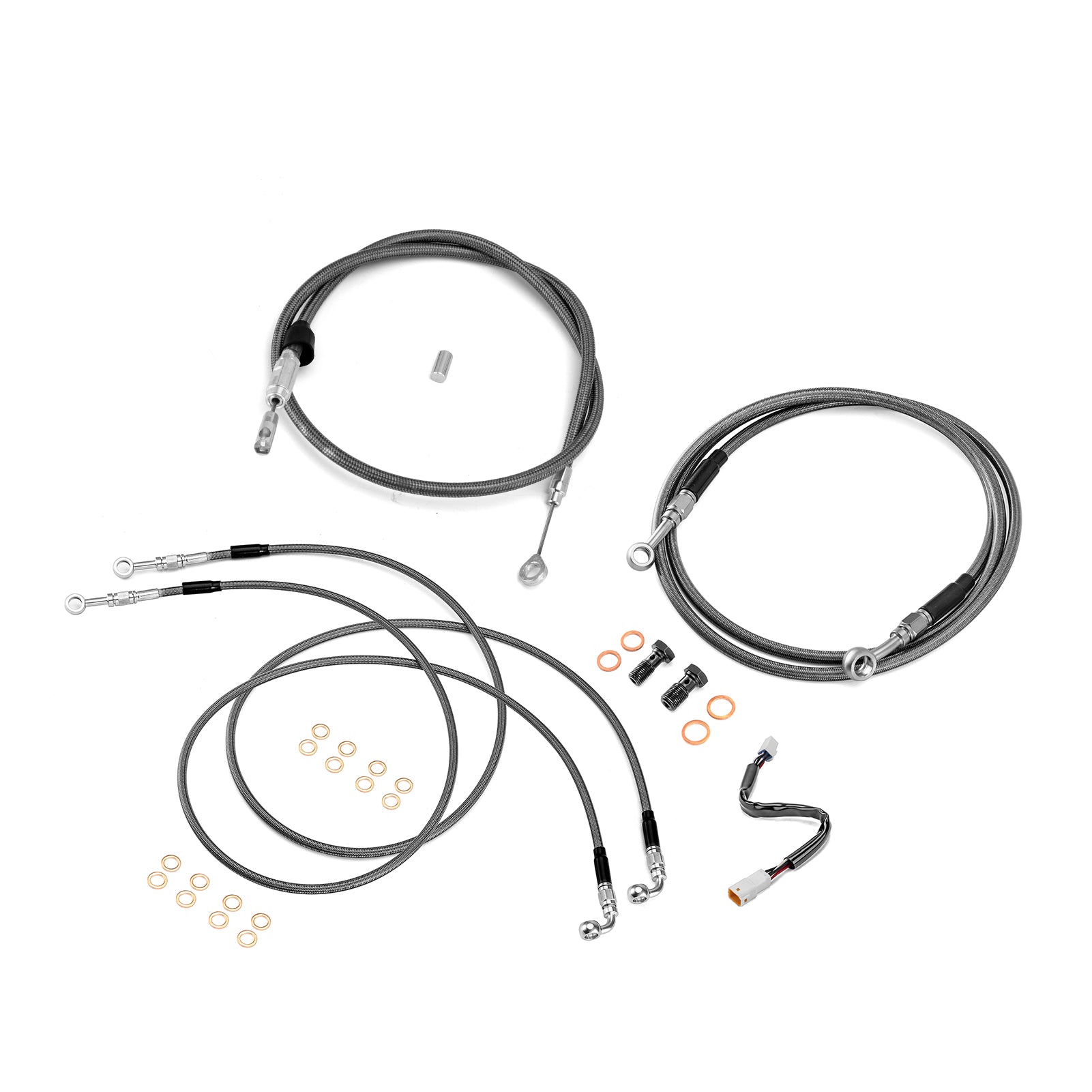 Throttle by Wire Extensions, Extended Length ABS Hydraulic Front Brake Line, Clutch Line Kit for 2021-2024 Harley Touring (for 12"-14" Handlebar ABS)