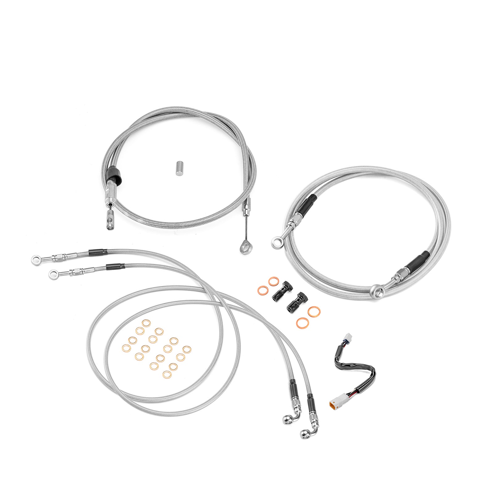 Throttle by Wire Extensions, Extended Length ABS Hydraulic Front Brake Line, Clutch Line Kit for 2021 - 2024 Harley Touring (for 12