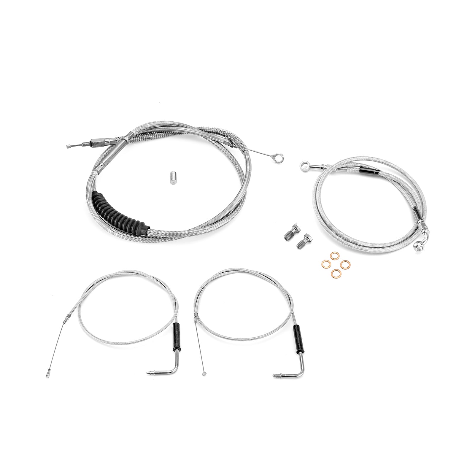 Buy chrome Non-ABS Hydraulic Brake Line&amp;Clutch Cable&amp;Throttle Cable Kit for Harley Sportster 883 Iron/Custom XL (for 12&quot;-14&quot; Handlebar w/Non-ABS)