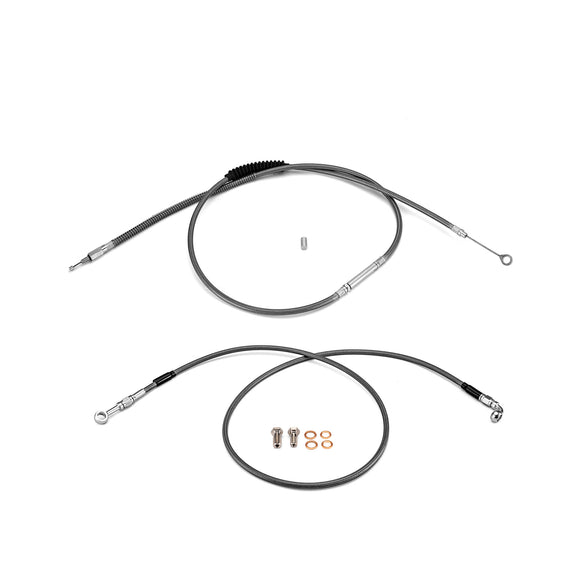 Extended Length Non - ABS Hydraulic Front Brake Line, Clutch Cable Kit for 1995 - 2003 Harley Sportster w/Non - ABS (for 12" - 14" Handlebar) - Mofun - 90109238