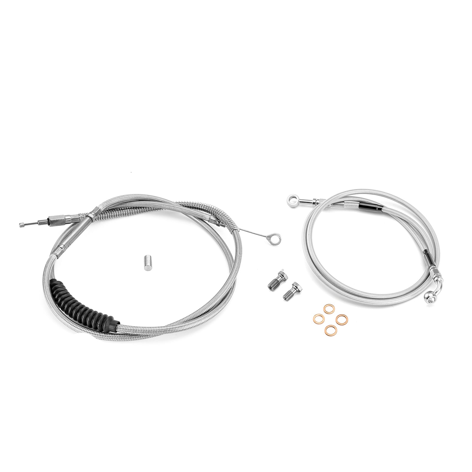 Buy chrome Extended Length Non-ABS Hydraulic Front Brake Line, Clutch Cable Kit for 1995-2003 Harley Sportster w/Non-ABS (for 12&quot;-14&quot; Handlebar)